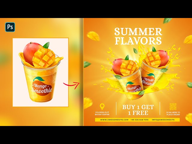 Mango Juice Social Media Banner Design | Adobe Photoshop Tutorial