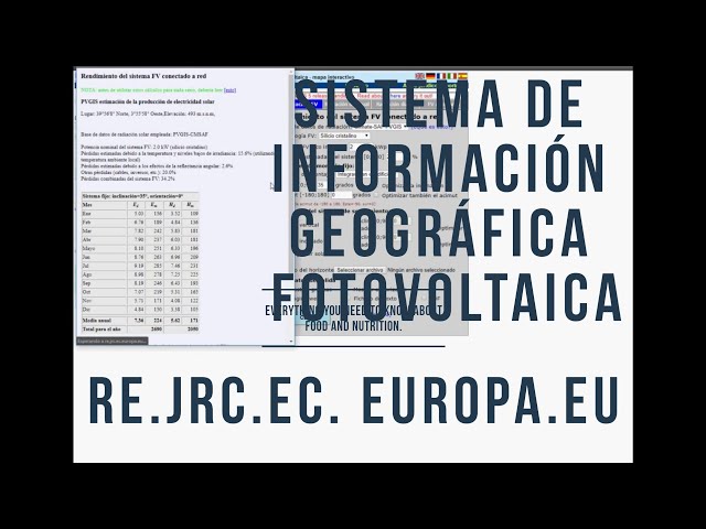 Sistema de Información geográfica fotovoltaica - mapa interactivo RE.JRC.EC. Europa.eu