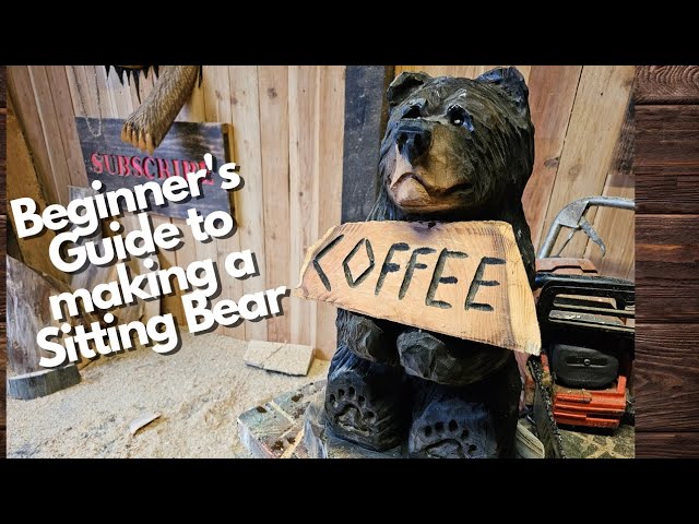 Chainsaw carving a Sitting Bear 🐻 (Start to Finish) #chainsawcarving #woodworking