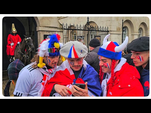 FRENCH SIX NATIONS Rugby Fans Invade London on a Busy Saturday at Horse Guards!