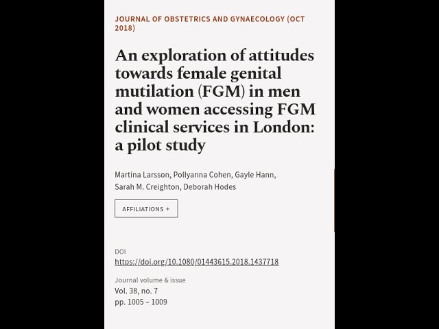 An exploration of attitudes towards female genital mutilation (FGM) in men and women ... | RTCL.TV