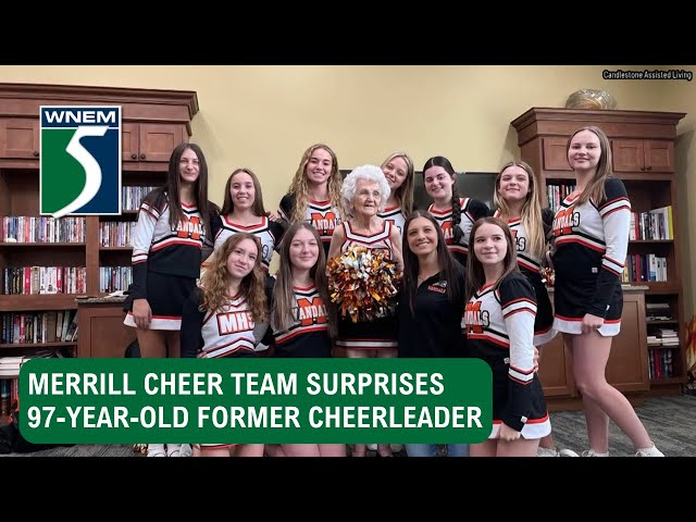 Merrill cheer team honors 97-year-old member