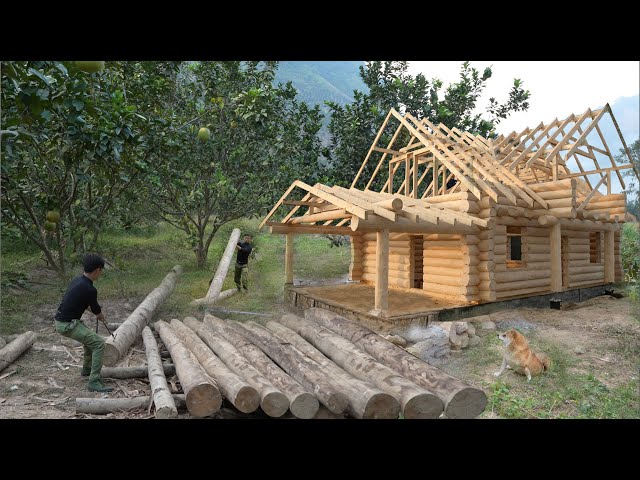 Collect fallen wood in the forest, saw it by hand, drag it home, Build dream house