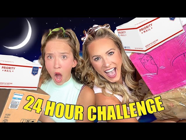 KAYLA & KALLI OPEN FAN MAIL FOR 24 HOURS CHALLENGE 😴📦😱📫 *BAD IDEA*