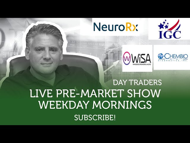 Live Day Traders Show with Fausto Pugliese & Co. | $CEMI, $IPA, $IGC, $NRXP, $WISA |