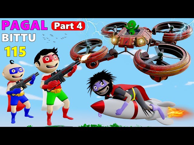 Pagal Bittu Sittu 115 | Superhero Wala Cartoon Part 4 | Bittu Sittu Toons | Cartoon Video