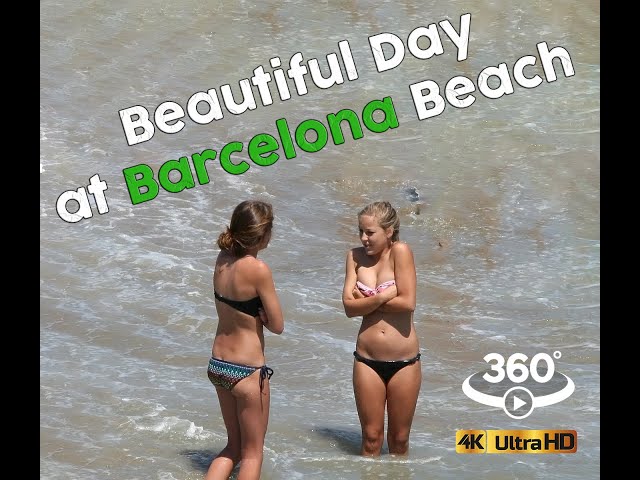 🇪🇸 Sunny and Warm BARCELONA Beach in Spain with Chill Music #VR #4K #video360