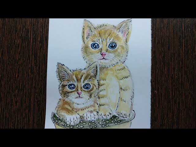 Watercolour painting | for beginners | kittens 🐱| #painting  #watercolorpainting #easydrawing