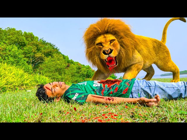 Lion Attack On School Boy In Forest | Lion Attack Two Boy In Jungle | Fun Made Video