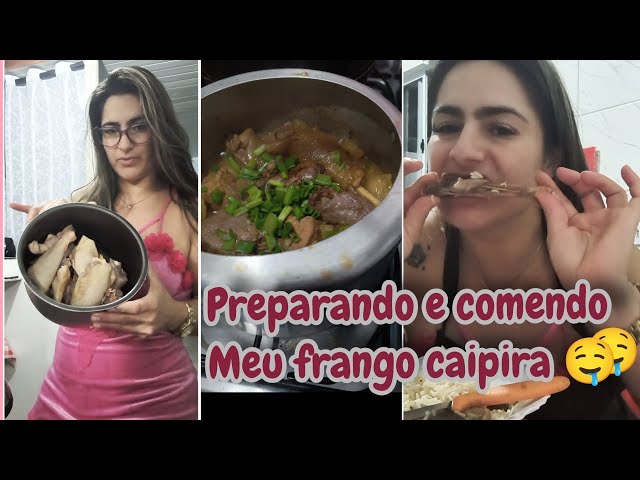 COZINHANDO e COMENDO meu #frangocaipira do último #abate 🤤🤤