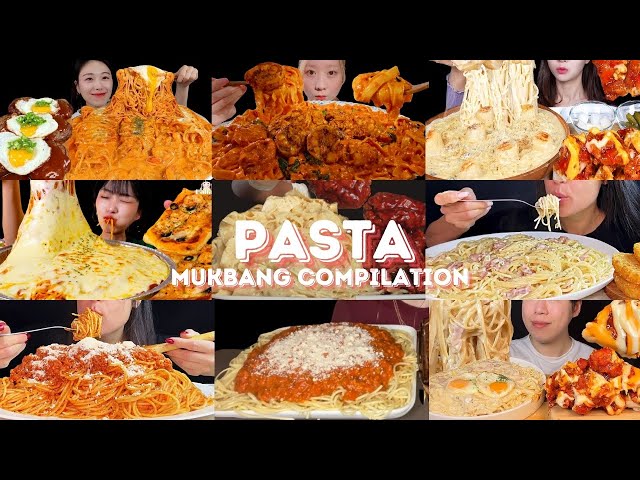 *30+ MINS* CREAMY/TOMATO PASTA MUKBANG *ASMR* COMPILATION |  BIG BITES | EATING SOUNDS