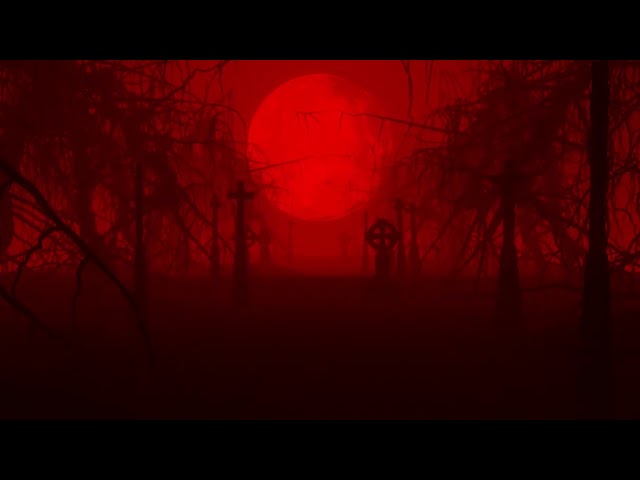 Graveyard Blood Moon Halloween 4K Animated Motion Background Wallpaper Screensaver