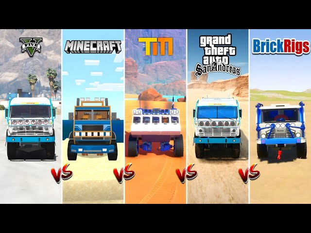 GTA 5 OFFROAD RALLY TRUCK vs MINECRAFT vs TRAILMAKERS vs GTA SA vs BRICK RIGS - WHICH IS BEST?