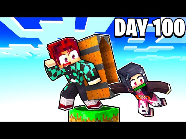 I Survived 100 Days in DEMON SLAYER Minecraft on One Block