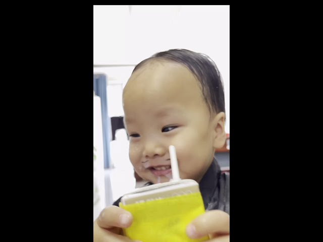 Meng Wa drinks milk in class everyday# a little acting but not many human cubs# play fine baby# Men