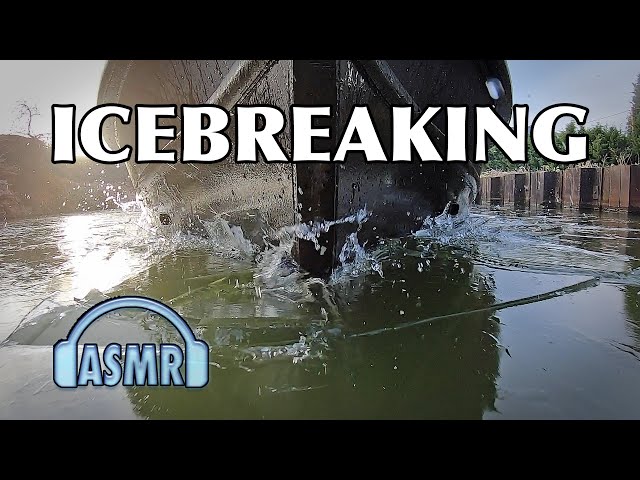 ASMR Narrowboat Breaking Through Ice on a Frozen Canal.