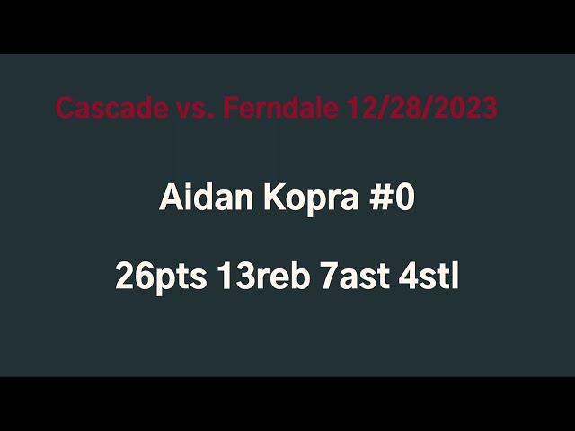 Cascade vs Ferndale 12/28/2023 Aidan Kopra #0