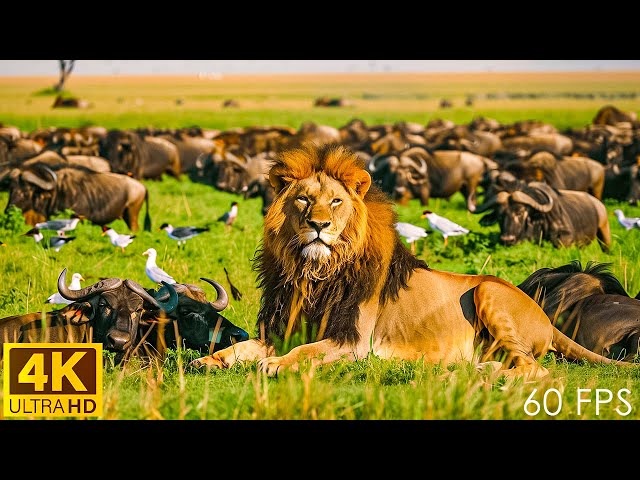 African Wildlife: The Great Migration of Wild Animals - Soothing Relaxing Music | 4K Ultra HD 60 FPS