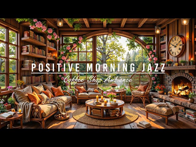 Positive Morning Jazz 🌸 Spring Coffee Shop Ambience with Soft Jazz Instrumental Music for Work,Study