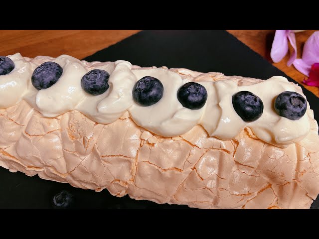 The simplest and delicious dessert without flour. Pavlova roll recipe. Meringue. Cake without flour