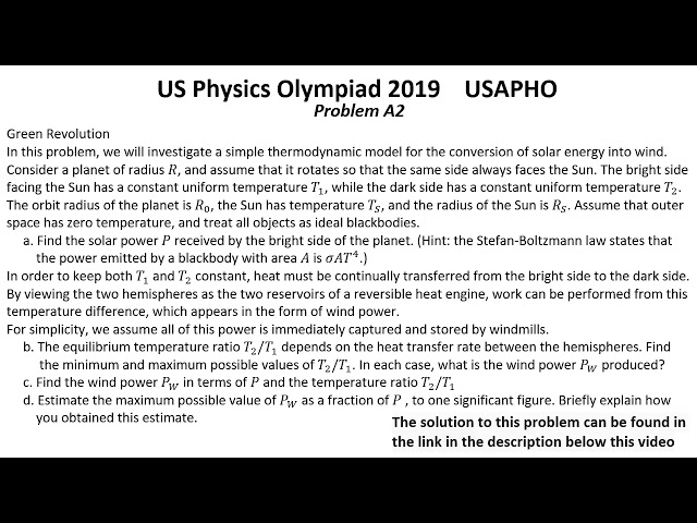 US  Physics Olympiad 2019 USAPHO Problem A2. Thermodynamics. Heat Transfers.