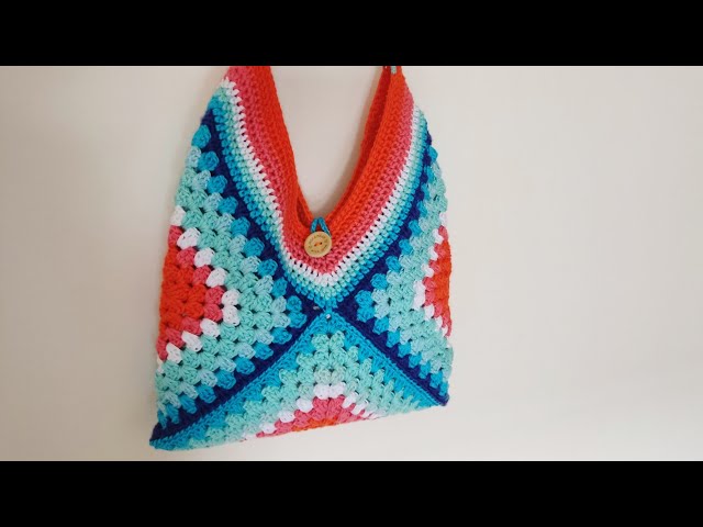 TUTORIAL BORSA  GRANNY crochet shoulder bag #shoulderbags  #crochetbag  #grannysquarebag