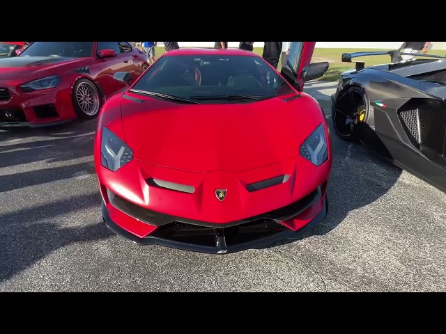 Lamborghini cars takeover @orlandocarsandcoffee vip section at @DezerlandPark Orlando February