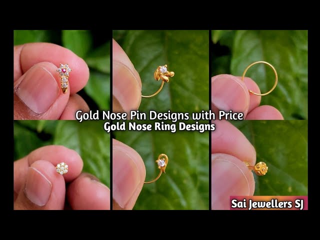 Gold nose pin designs with price/gold nose ring designs @saijewellerssj16