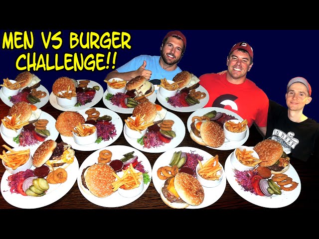 Men vs Burger Team Challenge w/ Randy Santel, Magic Mitch! Challenge for 5 People Smashed by 3 Men!!