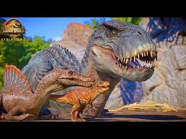 DINOSAUR SURVIVAL P12 - JUVIE SPINOSAURUS REUNITES WITH BABY REX | JURASSIC WORLD EVOLUTION 2