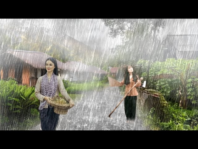 Extreme Indonesian Thunderstorm | Walking in Heavy Rain & Thunder Sounds for Relaxation