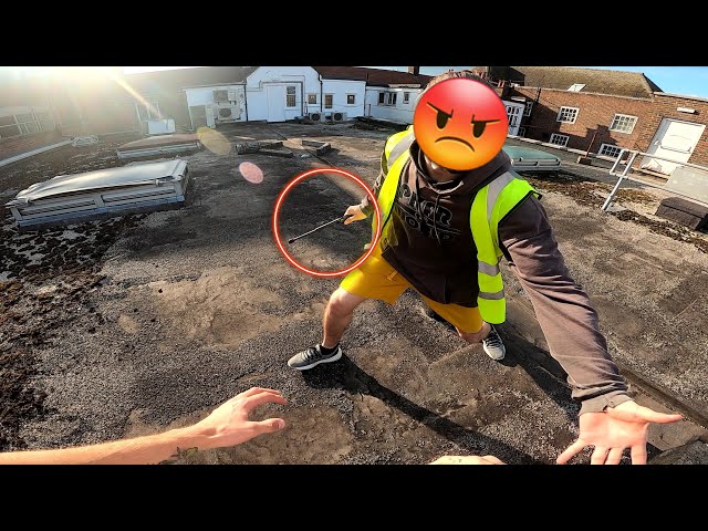 ESCAPING ANGRY SECURITY 😡 ( Epic rooftop Escape PARKOUR POV ) 🇬🇧