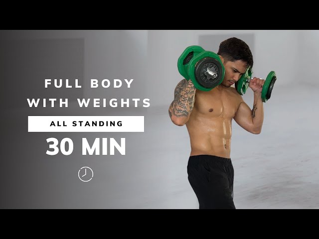 30 MIN FULL BODY DUMBBELL Workout - ALL STANDING - Strength Training At Home