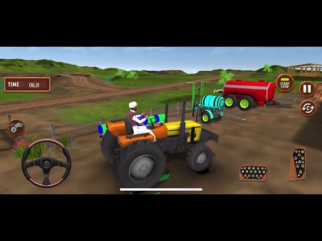 Best tractor farming game | high graphics game| Tractor farming village road game