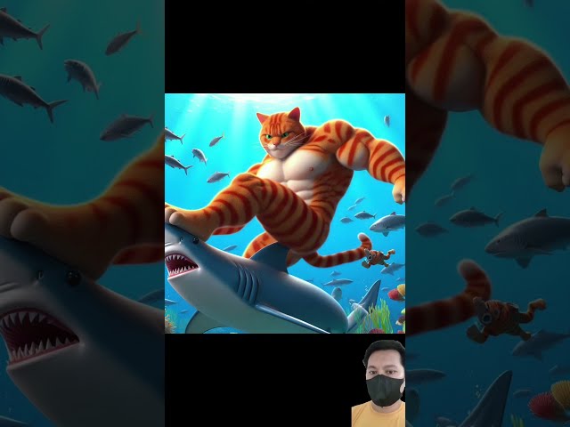 Battle Cat Vs Shark-#ai #cat #aicat #cats #shortvideo #shortsviral #shorts #short #cutecat