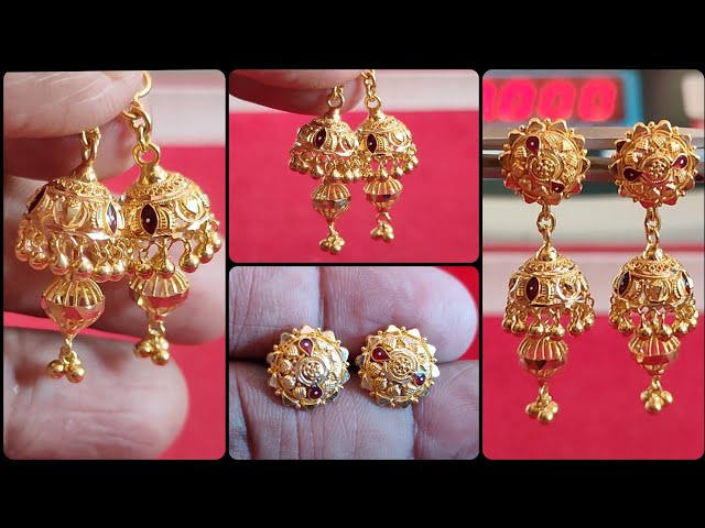 Latest gold jhumka designs with price/gold jhumka designs with weight and price 2021