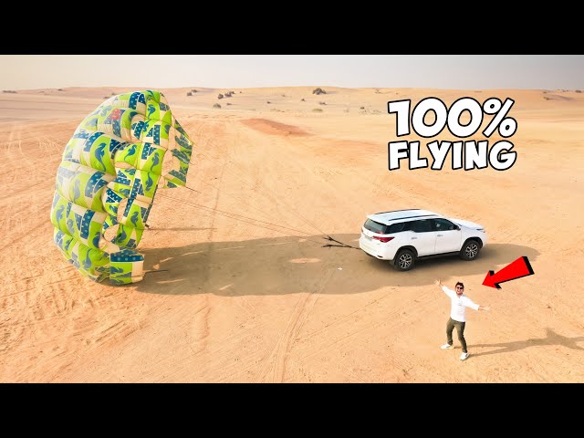 Flying With Parachute And Car - 500Feet In Sky | 100% Real