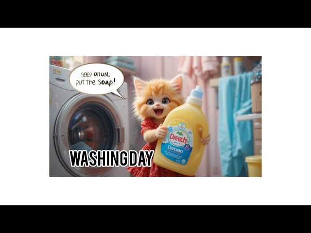 Cat washing clothes in washing machine today's | cute cat washing clothes video