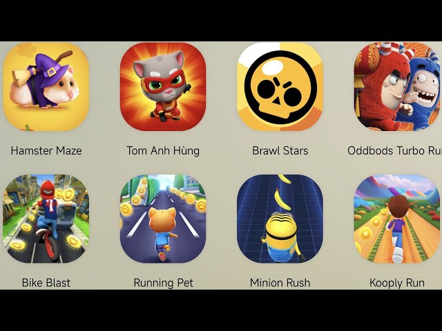 Hamster Maze,Brawl Stars,Oddbods Turbo Run,Kooply Run,bike blast,running pet,Minion Rush,Tom hero