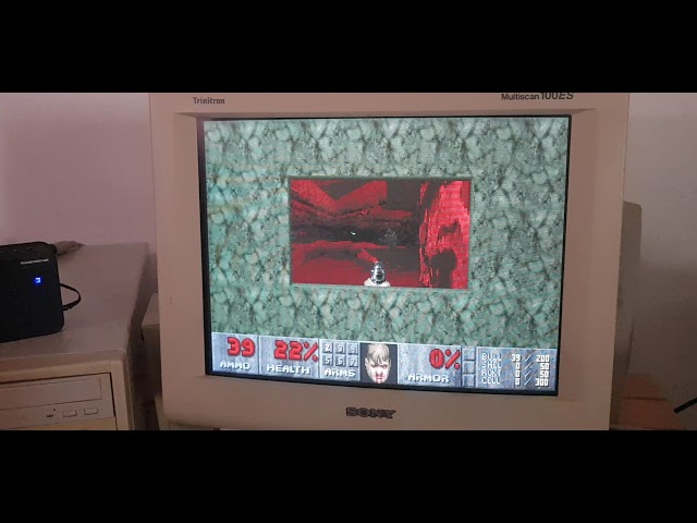 John Romero's Si6il running on MBF on a 486-DX2 66MHz and a SB AWE32 card