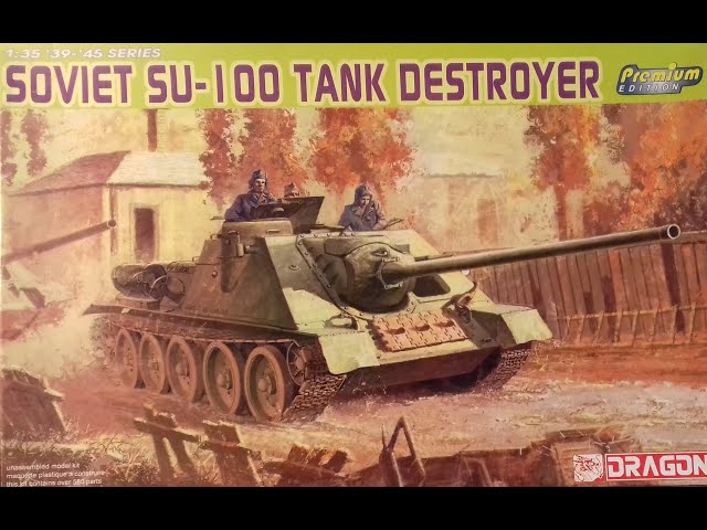 WHATS IN THE BOX? DRAGON 6359, 1/35; SOVIET SU-100 TANK DESTROYER. MIKEY'S MODEL BARN KIT REVIEW 7.