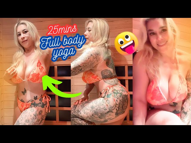 25 Mins 4K full body stretch in Infrared Sauna | See Through | Closeup Shot | New Transparent Bikini