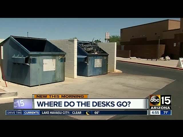 Desks found in dumpster in front of Ahwatukee school