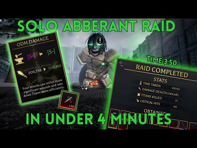 HOW TO SOLO ABBERANT RAID In Under 4 Minutes | Attack On Titan Revolution