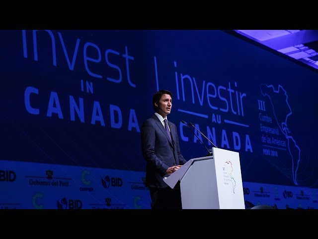 Prime Minister Trudeau delivers remarks at the III CEO Summit of the Americas in Peru