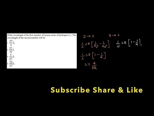 If the wavelength of the first member of Lyman series of hydrogen is  λ . 𝜆 .  The wavelength of the