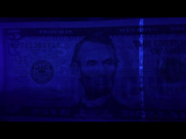 Detecting Counterfeit Money experiment (Black light Experiment)