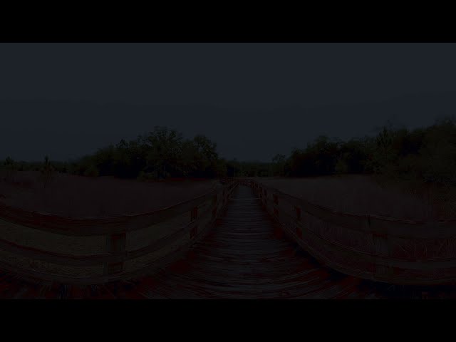 Catwalk Over Field at Night 3D 360 VR Pano 8K