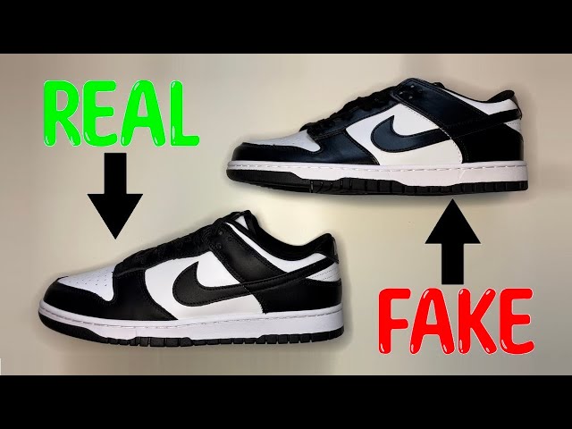 REAL VS. FAKE NIKE DUNK LOW BLACK/WHITE (PANDA) SNEAKERS COMPARISON