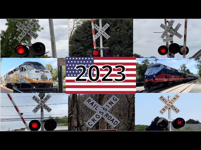 American Railroad Crossing Compilation 2023 🇺🇸- NJ Trains & Airplanes